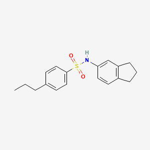 molecular formula C18H21NO2S B4286742 N-(2,3-dihydro-1H-inden-5-yl)-4-propylbenzenesulfonamide 