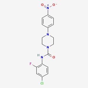 molecular formula C17H16ClFN4O3 B4286811 N-(4-chloro-2-fluorophenyl)-4-(4-nitrophenyl)piperazine-1-carboxamide 