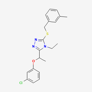 molecular formula C20H22ClN3OS B4286878 3-[1-(3-chlorophenoxy)ethyl]-4-ethyl-5-[(3-methylbenzyl)sulfanyl]-4H-1,2,4-triazole 