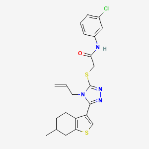 molecular formula C22H23ClN4OS2 B4286881 N-(3-chlorophenyl)-2-{[5-(6-methyl-4,5,6,7-tetrahydro-1-benzothiophen-3-yl)-4-(prop-2-en-1-yl)-4H-1,2,4-triazol-3-yl]sulfanyl}acetamide 