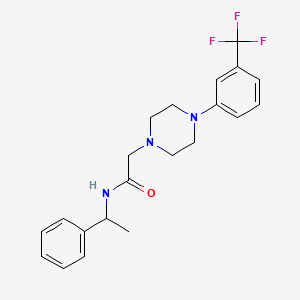 molecular formula C21H24F3N3O B4287076 N-(1-phenylethyl)-2-{4-[3-(trifluoromethyl)phenyl]piperazin-1-yl}acetamide 