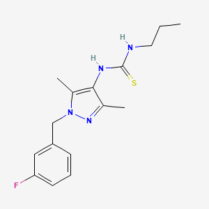 molecular formula C16H21FN4S B4287271 N-[1-(3-fluorobenzyl)-3,5-dimethyl-1H-pyrazol-4-yl]-N'-propylthiourea 