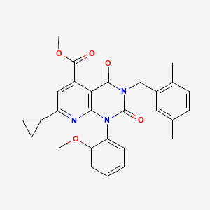 molecular formula C28H27N3O5 B4287620 METHYL 7-CYCLOPROPYL-3-[(2,5-DIMETHYLPHENYL)METHYL]-1-(2-METHOXYPHENYL)-2,4-DIOXO-1H,2H,3H,4H-PYRIDO[2,3-D]PYRIMIDINE-5-CARBOXYLATE 