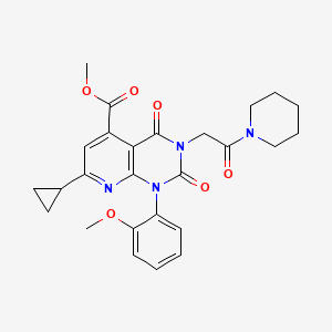 molecular formula C26H28N4O6 B4287625 METHYL 7-CYCLOPROPYL-1-(2-METHOXYPHENYL)-2,4-DIOXO-3-[2-OXO-2-(PIPERIDIN-1-YL)ETHYL]-1H,2H,3H,4H-PYRIDO[2,3-D]PYRIMIDINE-5-CARBOXYLATE 