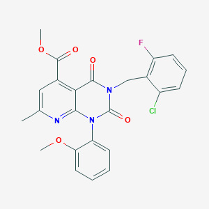 molecular formula C24H19ClFN3O5 B4287664 METHYL 3-[(2-CHLORO-6-FLUOROPHENYL)METHYL]-1-(2-METHOXYPHENYL)-7-METHYL-2,4-DIOXO-1H,2H,3H,4H-PYRIDO[2,3-D]PYRIMIDINE-5-CARBOXYLATE 