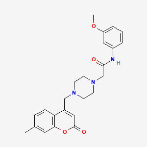 molecular formula C24H27N3O4 B4287723 N-(3-methoxyphenyl)-2-{4-[(7-methyl-2-oxo-2H-chromen-4-yl)methyl]piperazin-1-yl}acetamide 