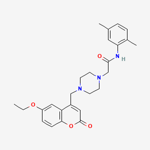 molecular formula C26H31N3O4 B4287774 N-(2,5-dimethylphenyl)-2-{4-[(6-ethoxy-2-oxo-2H-chromen-4-yl)methyl]piperazin-1-yl}acetamide 
