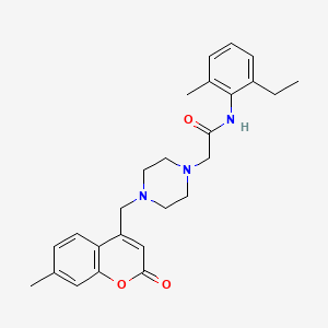 molecular formula C26H31N3O3 B4287794 N-(2-ethyl-6-methylphenyl)-2-{4-[(7-methyl-2-oxo-2H-chromen-4-yl)methyl]piperazin-1-yl}acetamide 