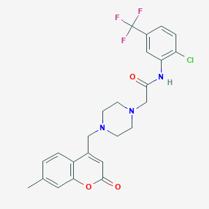 molecular formula C24H23ClF3N3O3 B4287801 N-[2-chloro-5-(trifluoromethyl)phenyl]-2-{4-[(7-methyl-2-oxo-2H-chromen-4-yl)methyl]piperazin-1-yl}acetamide 