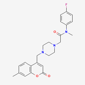 molecular formula C24H26FN3O3 B4287815 N-(4-fluorophenyl)-N-methyl-2-{4-[(7-methyl-2-oxo-2H-chromen-4-yl)methyl]piperazin-1-yl}acetamide 
