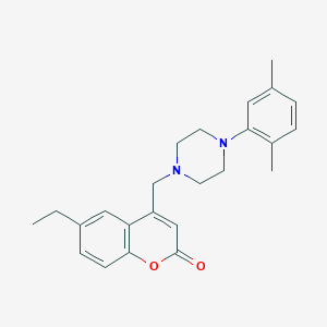 molecular formula C24H28N2O2 B4287840 4-{[4-(2,5-dimethylphenyl)piperazin-1-yl]methyl}-6-ethyl-2H-chromen-2-one 