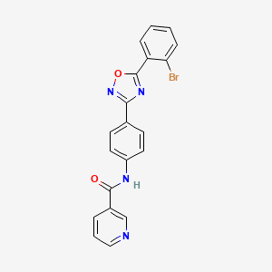 molecular formula C20H13BrN4O2 B4287954 N-{4-[5-(2-bromophenyl)-1,2,4-oxadiazol-3-yl]phenyl}pyridine-3-carboxamide 