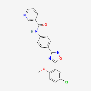 molecular formula C21H15ClN4O3 B4287963 N~3~-{4-[5-(5-CHLORO-2-METHOXYPHENYL)-1,2,4-OXADIAZOL-3-YL]PHENYL}NICOTINAMIDE 
