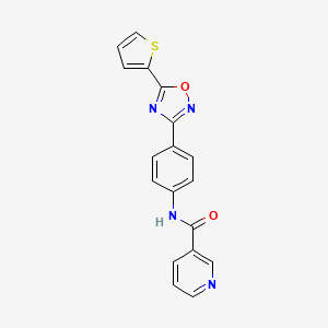 molecular formula C18H12N4O2S B4287966 N~3~-{4-[5-(2-THIENYL)-1,2,4-OXADIAZOL-3-YL]PHENYL}NICOTINAMIDE 