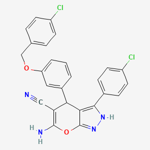 molecular formula C26H18Cl2N4O2 B4288047 6-AMINO-4-{3-[(4-CHLOROBENZYL)OXY]PHENYL}-3-(4-CHLOROPHENYL)-1,4-DIHYDROPYRANO[2,3-C]PYRAZOL-5-YL CYANIDE 
