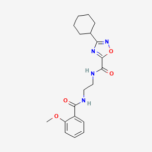 molecular formula C19H24N4O4 B4288048 3-CYCLOHEXYL-N~5~-{2-[(2-METHOXYBENZOYL)AMINO]ETHYL}-1,2,4-OXADIAZOLE-5-CARBOXAMIDE 