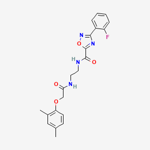 molecular formula C21H21FN4O4 B4288055 N~5~-(2-{[2-(2,4-DIMETHYLPHENOXY)ACETYL]AMINO}ETHYL)-3-(2-FLUOROPHENYL)-1,2,4-OXADIAZOLE-5-CARBOXAMIDE 