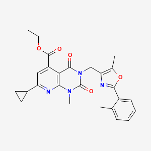 molecular formula C26H26N4O5 B4288223 ETHYL 7-CYCLOPROPYL-1-METHYL-3-{[5-METHYL-2-(2-METHYLPHENYL)-1,3-OXAZOL-4-YL]METHYL}-2,4-DIOXO-1H,2H,3H,4H-PYRIDO[2,3-D]PYRIMIDINE-5-CARBOXYLATE 