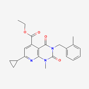 molecular formula C22H23N3O4 B4288234 ETHYL 7-CYCLOPROPYL-1-METHYL-3-[(2-METHYLPHENYL)METHYL]-2,4-DIOXO-1H,2H,3H,4H-PYRIDO[2,3-D]PYRIMIDINE-5-CARBOXYLATE 