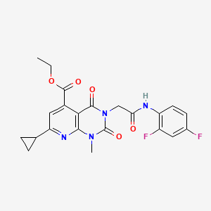 molecular formula C22H20F2N4O5 B4288237 ETHYL 7-CYCLOPROPYL-3-{[(2,4-DIFLUOROPHENYL)CARBAMOYL]METHYL}-1-METHYL-2,4-DIOXO-1H,2H,3H,4H-PYRIDO[2,3-D]PYRIMIDINE-5-CARBOXYLATE 
