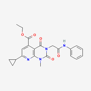 molecular formula C22H22N4O5 B4288246 ETHYL 7-CYCLOPROPYL-1-METHYL-2,4-DIOXO-3-[(PHENYLCARBAMOYL)METHYL]-1H,2H,3H,4H-PYRIDO[2,3-D]PYRIMIDINE-5-CARBOXYLATE 