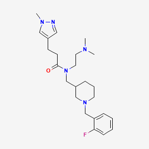 molecular formula C24H36FN5O B4288276 N-[2-(dimethylamino)ethyl]-N-[[1-[(2-fluorophenyl)methyl]piperidin-3-yl]methyl]-3-(1-methylpyrazol-4-yl)propanamide 