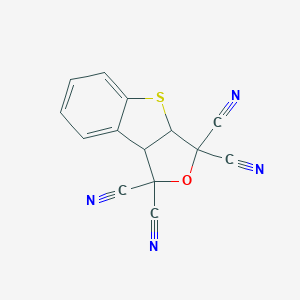molecular formula C14H6N4OS B428853 3a,8b-Dihydro[1]benzothieno[2,3-c]furan-1,1,3,3-tetracarbonitrile 