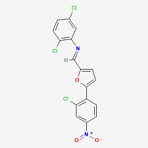 molecular formula C17H9Cl3N2O3 B4288850 N-{(E)-1-[5-(2-CHLORO-4-NITROPHENYL)-2-FURYL]METHYLIDENE}-N-(2,5-DICHLOROPHENYL)AMINE 