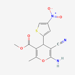 molecular formula C13H11N3O5S B4288870 methyl 6-amino-5-cyano-2-methyl-4-(4-nitrothiophen-2-yl)-4H-pyran-3-carboxylate 