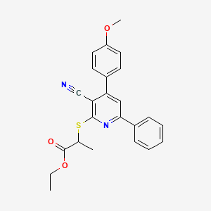 molecular formula C24H22N2O3S B4288893 Ethyl 2-{[3-cyano-4-(4-methoxyphenyl)-6-phenylpyridin-2-yl]sulfanyl}propanoate 