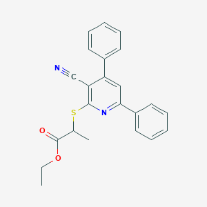 molecular formula C23H20N2O2S B4288972 Ethyl 2-[(3-cyano-4,6-diphenylpyridin-2-yl)sulfanyl]propanoate 