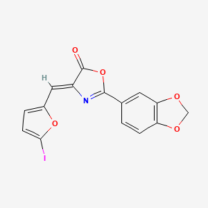 molecular formula C15H8INO5 B4288979 2-(1,3-BENZODIOXOL-5-YL)-4-[(Z)-1-(5-IODO-2-FURYL)METHYLIDENE]-1,3-OXAZOL-5-ONE 
