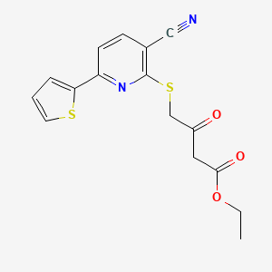 molecular formula C16H14N2O3S2 B4288992 Ethyl 4-{[3-cyano-6-(thiophen-2-yl)pyridin-2-yl]sulfanyl}-3-oxobutanoate 