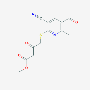 molecular formula C15H16N2O4S B4289000 Ethyl 4-[(5-acetyl-3-cyano-6-methylpyridin-2-yl)sulfanyl]-3-oxobutanoate 
