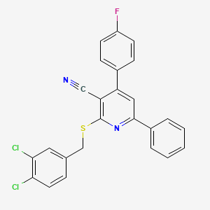 molecular formula C25H15Cl2FN2S B4289031 2-{[(3,4-DICHLOROPHENYL)METHYL]SULFANYL}-4-(4-FLUOROPHENYL)-6-PHENYLPYRIDINE-3-CARBONITRILE 