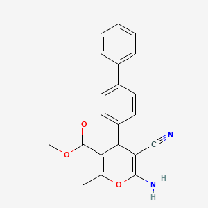 molecular formula C21H18N2O3 B4289074 methyl 6-amino-4-(biphenyl-4-yl)-5-cyano-2-methyl-4H-pyran-3-carboxylate 