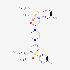 molecular formula C34H34Cl2N4O6S2 B4289143 N-{2-[4-(2-{3-CHLORO[(4-METHYLPHENYL)SULFONYL]ANILINO}ACETYL)PIPERAZINO]-2-OXOETHYL}-N-(3-CHLOROPHENYL)-4-METHYL-1-BENZENESULFONAMIDE 