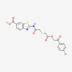 molecular formula C21H17BrN2O6S2 B4289320 METHYL 2-[2-({2-[2-(4-BROMOPHENYL)-2-OXOETHOXY]-2-OXOETHYL}SULFANYL)ACETAMIDO]-1,3-BENZOTHIAZOLE-6-CARBOXYLATE 