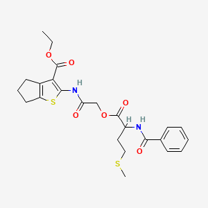 molecular formula C24H28N2O6S2 B4289330 ethyl 2-[({[N-(phenylcarbonyl)methionyl]oxy}acetyl)amino]-5,6-dihydro-4H-cyclopenta[b]thiophene-3-carboxylate 