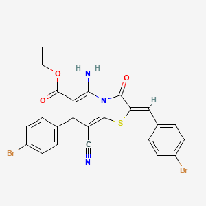molecular formula C24H17Br2N3O3S B4289344 ETHYL (2Z)-5-AMINO-7-(4-BROMOPHENYL)-2-[(4-BROMOPHENYL)METHYLIDENE]-8-CYANO-3-OXO-2H,3H,7H-[1,3]THIAZOLO[3,2-A]PYRIDINE-6-CARBOXYLATE 