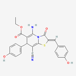 molecular formula C24H19N3O5S B4289355 ETHYL (2Z)-5-AMINO-8-CYANO-7-(4-HYDROXYPHENYL)-2-[(4-HYDROXYPHENYL)METHYLIDENE]-3-OXO-2H,3H,7H-[1,3]THIAZOLO[3,2-A]PYRIDINE-6-CARBOXYLATE 