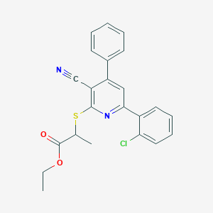 molecular formula C23H19ClN2O2S B4289371 Ethyl 2-{[6-(2-chlorophenyl)-3-cyano-4-phenylpyridin-2-yl]sulfanyl}propanoate 