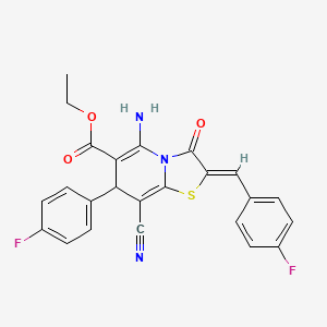 molecular formula C24H17F2N3O3S B4289412 ETHYL (2Z)-5-AMINO-8-CYANO-7-(4-FLUOROPHENYL)-2-[(4-FLUOROPHENYL)METHYLIDENE]-3-OXO-2H,3H,7H-[1,3]THIAZOLO[3,2-A]PYRIDINE-6-CARBOXYLATE 