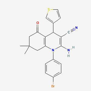 molecular formula C22H20BrN3OS B4289445 2-Amino-1-(4-bromophenyl)-7,7-dimethyl-5-oxo-4-(thiophen-3-yl)-1,4,5,6,7,8-hexahydroquinoline-3-carbonitrile 