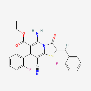 molecular formula C24H17F2N3O3S B4289610 ETHYL (2Z)-5-AMINO-8-CYANO-7-(2-FLUOROPHENYL)-2-[(2-FLUOROPHENYL)METHYLIDENE]-3-OXO-2H,3H,7H-[1,3]THIAZOLO[3,2-A]PYRIDINE-6-CARBOXYLATE 