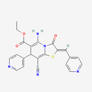 molecular formula C22H17N5O3S B4289618 ETHYL (2Z)-5-AMINO-8-CYANO-3-OXO-7-(PYRIDIN-4-YL)-2-[(PYRIDIN-4-YL)METHYLIDENE]-2H,3H,7H-[1,3]THIAZOLO[3,2-A]PYRIDINE-6-CARBOXYLATE 