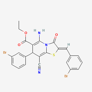 molecular formula C24H17Br2N3O3S B4289635 ETHYL (2Z)-5-AMINO-7-(3-BROMOPHENYL)-2-[(3-BROMOPHENYL)METHYLIDENE]-8-CYANO-3-OXO-2H,3H,7H-[1,3]THIAZOLO[3,2-A]PYRIDINE-6-CARBOXYLATE 