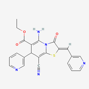 molecular formula C22H17N5O3S B4289723 ETHYL (2Z)-5-AMINO-8-CYANO-3-OXO-7-(PYRIDIN-3-YL)-2-[(PYRIDIN-3-YL)METHYLIDENE]-2H,3H,7H-[1,3]THIAZOLO[3,2-A]PYRIDINE-6-CARBOXYLATE 