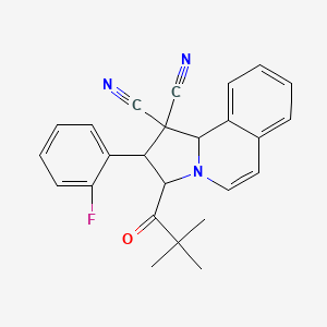 molecular formula C25H22FN3O B4289727 3-(2,2-dimethylpropanoyl)-2-(2-fluorophenyl)-2,3-dihydropyrrolo[2,1-a]isoquinoline-1,1(10bH)-dicarbonitrile 