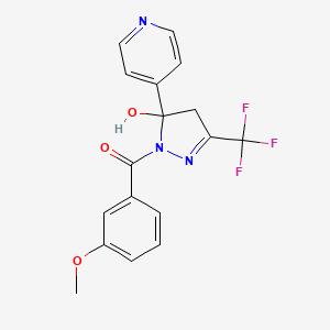 molecular formula C17H14F3N3O3 B4289886 1-(3-METHOXYBENZOYL)-5-(PYRIDIN-4-YL)-3-(TRIFLUOROMETHYL)-4,5-DIHYDRO-1H-PYRAZOL-5-OL 